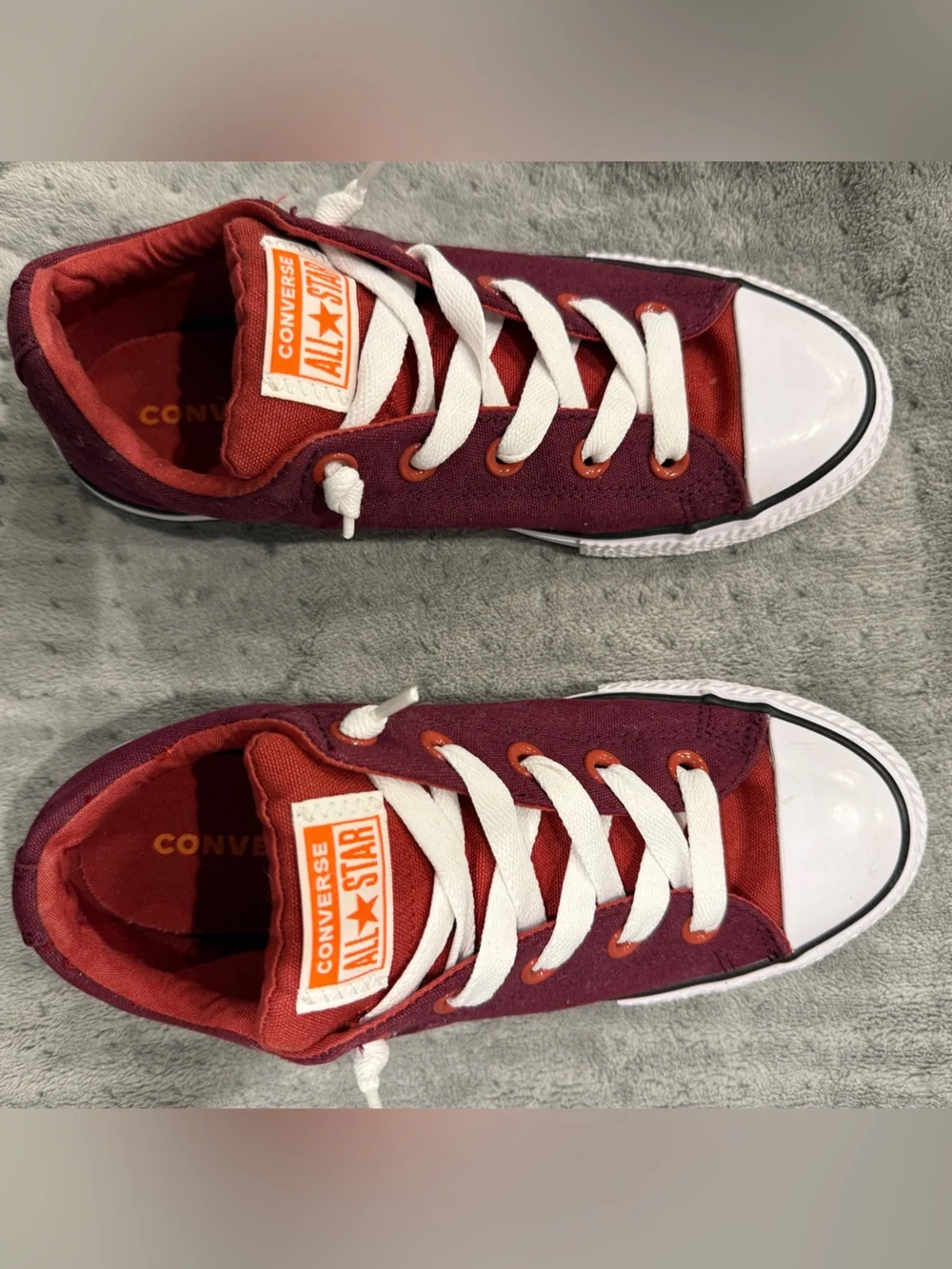 Converse Kids Burgundy and White Low Top Sneakers